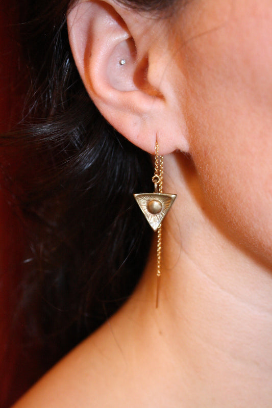 Triangle Pyramid Threader Earrings
